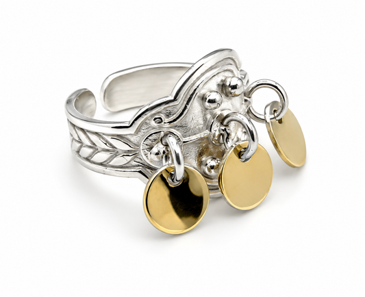 Ring hvit/forgylt